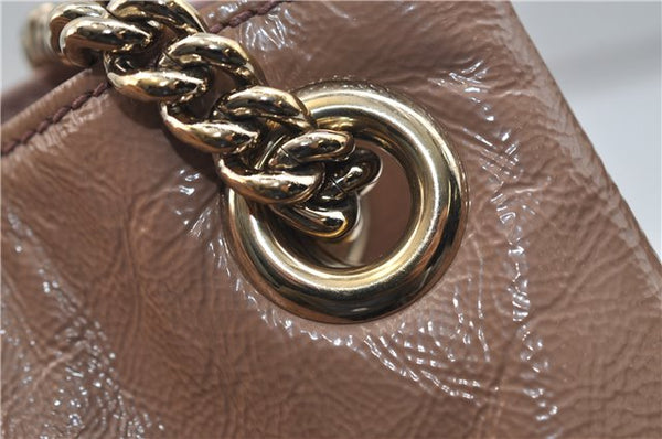 Authentic GUCCI SOHO Tassel Chain Shoulder Tote Bag PVC 308982 Beige Pink 0472E