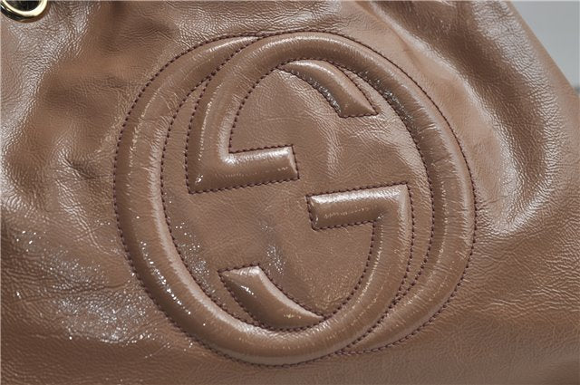 Authentic GUCCI SOHO Tassel Chain Shoulder Tote Bag PVC 308982 Beige Pink 0472E