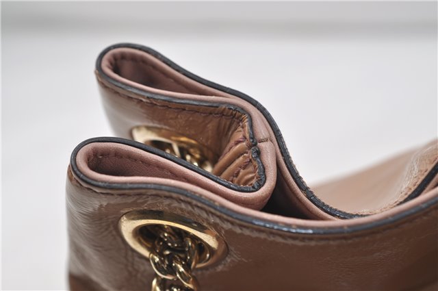 Authentic GUCCI SOHO Tassel Chain Shoulder Tote Bag PVC 308982 Beige Pink 0472E