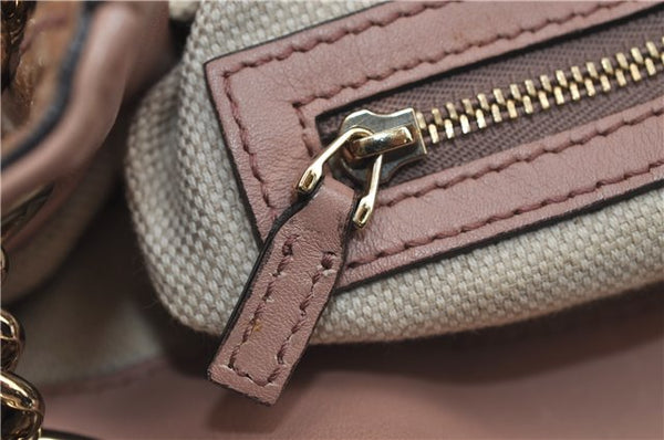 Authentic GUCCI SOHO Tassel Chain Shoulder Tote Bag PVC 308982 Beige Pink 0472E