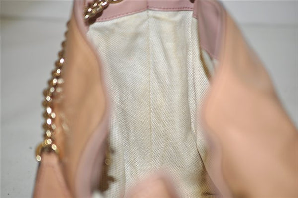 Authentic GUCCI SOHO Tassel Chain Shoulder Tote Bag PVC 308982 Beige Pink 0472E