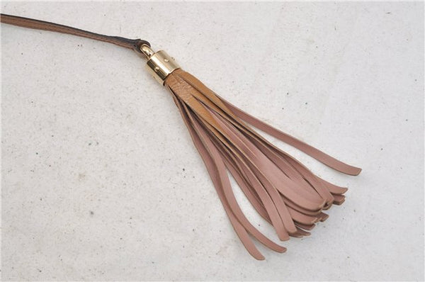 Authentic GUCCI SOHO Tassel Chain Shoulder Tote Bag PVC 308982 Beige Pink 0472E
