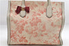 Authentic GUCCI GG Ribbon Herbarium Tote Bag Canvas Leather 432684 Ivory 0473E