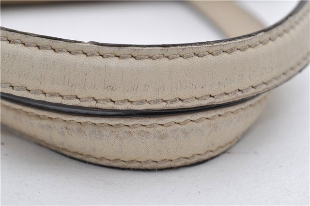 Authentic GUCCI GG Ribbon Herbarium Tote Bag Canvas Leather 432684 Ivory 0473E