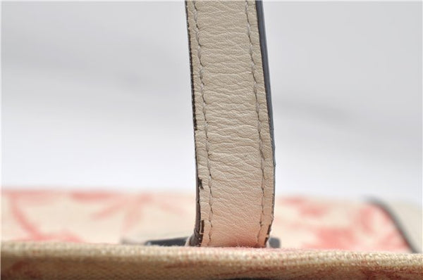 Authentic GUCCI GG Ribbon Herbarium Tote Bag Canvas Leather 432684 Ivory 0473E