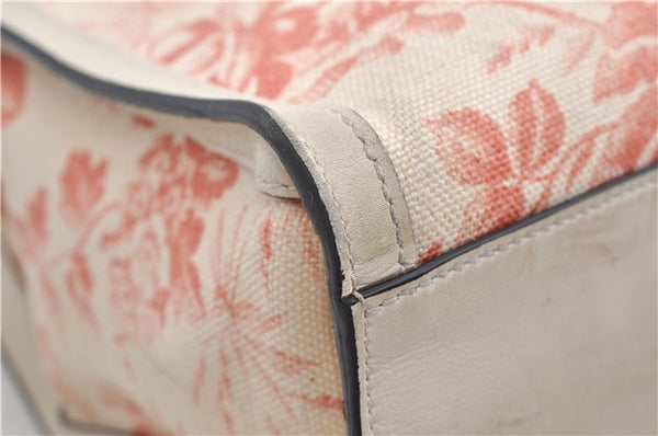 Authentic GUCCI GG Ribbon Herbarium Tote Bag Canvas Leather 432684 Ivory 0473E