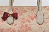 Authentic GUCCI GG Ribbon Herbarium Tote Bag Canvas Leather 432684 Ivory 0473E