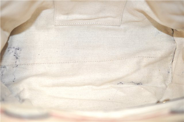 Authentic GUCCI GG Ribbon Herbarium Tote Bag Canvas Leather 432684 Ivory 0473E