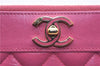 Authentic CHANEL Lamb Skin Turnlock Motif Matelasse Long Wallet Pink CC 0475F