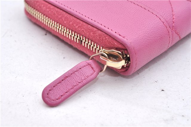 Authentic CHANEL Lamb Skin Turnlock Motif Matelasse Long Wallet Pink CC 0475F