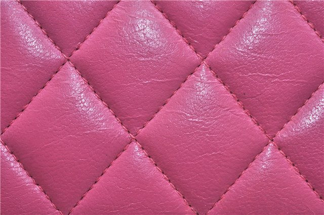 Authentic CHANEL Lamb Skin Turnlock Motif Matelasse Long Wallet Pink CC 0475F