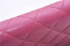 Authentic CHANEL Lamb Skin Turnlock Motif Matelasse Long Wallet Pink CC 0475F