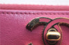 Authentic CHANEL Lamb Skin Turnlock Motif Matelasse Long Wallet Pink CC 0475F