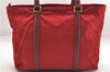 Authentic PRADA Nylon Tessuto Leather Shoulder Tote Bag Red 0479E