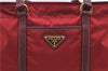 Authentic PRADA Nylon Tessuto Leather Shoulder Tote Bag Red 0479E