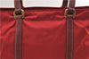 Authentic PRADA Nylon Tessuto Leather Shoulder Tote Bag Red 0479E