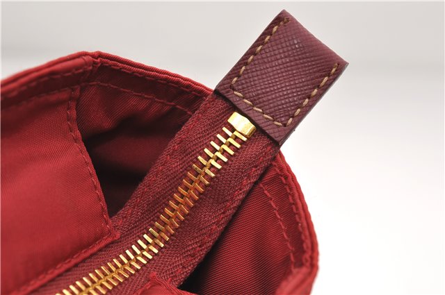 Authentic PRADA Nylon Tessuto Leather Shoulder Tote Bag Red 0479E