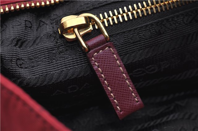 Authentic PRADA Nylon Tessuto Leather Shoulder Tote Bag Red 0479E