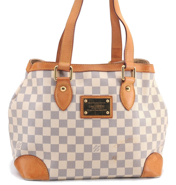 Authentic Louis Vuitton Damier Azur Hampstead PM N51207 Shoulder Tote Bag 0479F