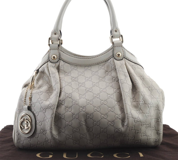 Authentic GUCCI Guccissima Sukey Shoulder Tote Bag GG Leather 211944 White 0480D