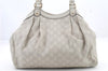 Authentic GUCCI Guccissima Sukey Shoulder Tote Bag GG Leather 211944 White 0480D