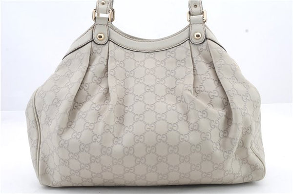 Authentic GUCCI Guccissima Sukey Shoulder Tote Bag GG Leather 211944 White 0480D