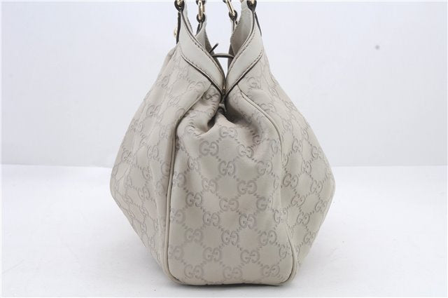 Authentic GUCCI Guccissima Sukey Shoulder Tote Bag GG Leather 211944 White 0480D