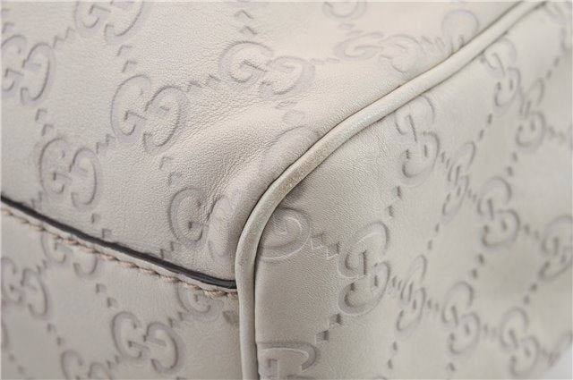 Authentic GUCCI Guccissima Sukey Shoulder Tote Bag GG Leather 211944 White 0480D