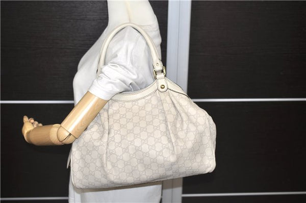 Authentic GUCCI Guccissima Sukey Shoulder Tote Bag GG Leather 211944 White 0480D