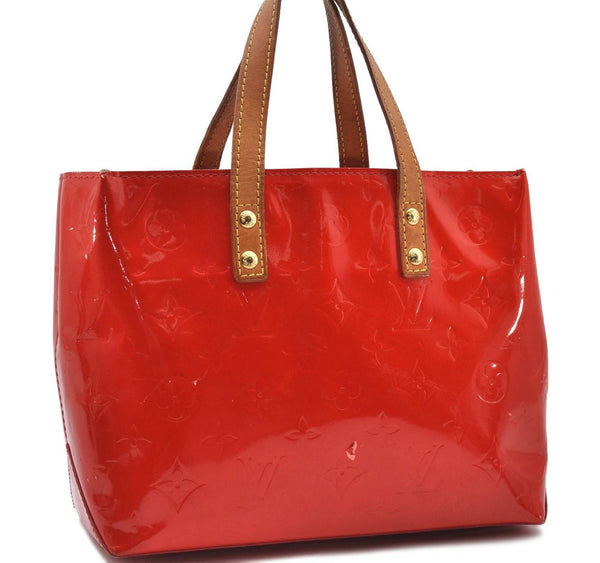 Authentic Louis Vuitton Vernis Reade PM Hand Bag Red M91088 LV 0483D