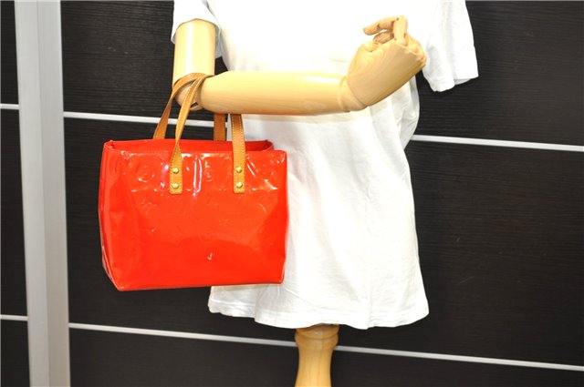 Authentic Louis Vuitton Vernis Reade PM Hand Bag Red M91088 LV 0483D