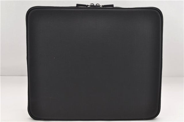 Authentic GUCCI Interlocking G Clutch Documents PC Case PVC Leather Black 0485E