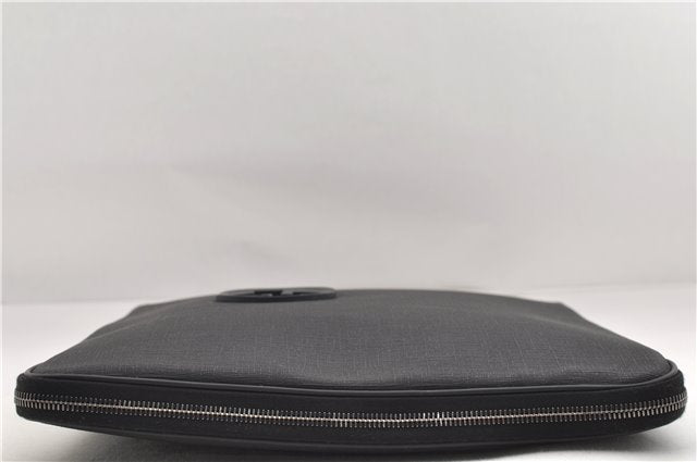 Authentic GUCCI Interlocking G Clutch Documents PC Case PVC Leather Black 0485E