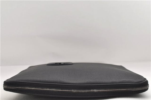 Authentic GUCCI Interlocking G Clutch Documents PC Case PVC Leather Black 0485E