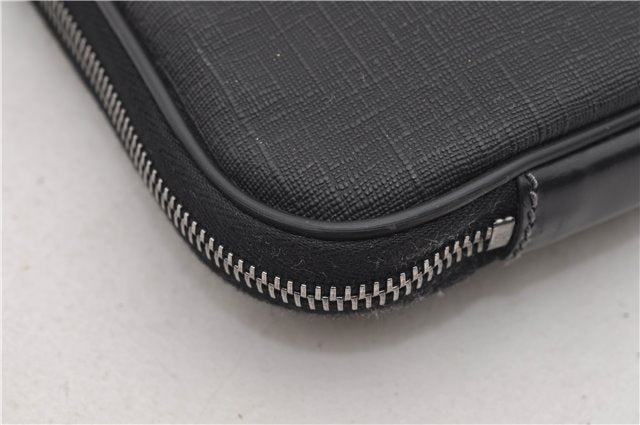 Authentic GUCCI Interlocking G Clutch Documents PC Case PVC Leather Black 0485E