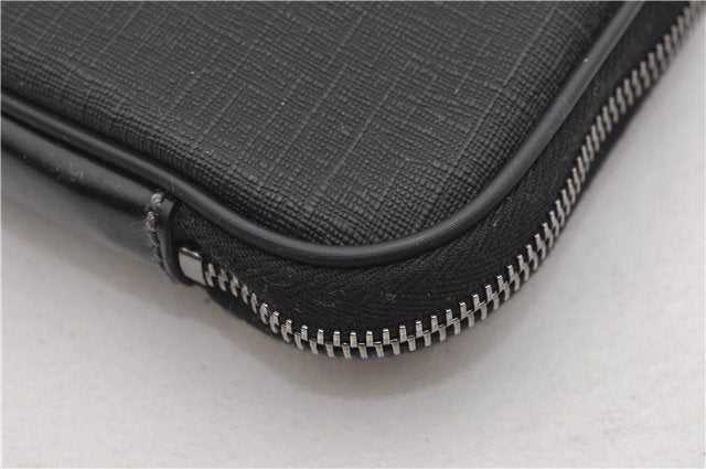 Authentic GUCCI Interlocking G Clutch Documents PC Case PVC Leather Black 0485E