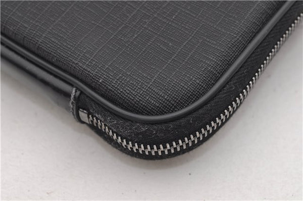 Authentic GUCCI Interlocking G Clutch Documents PC Case PVC Leather Black 0485E