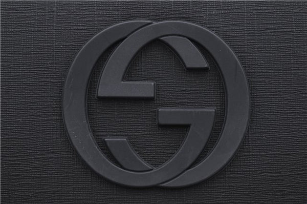 Authentic GUCCI Interlocking G Clutch Documents PC Case PVC Leather Black 0485E
