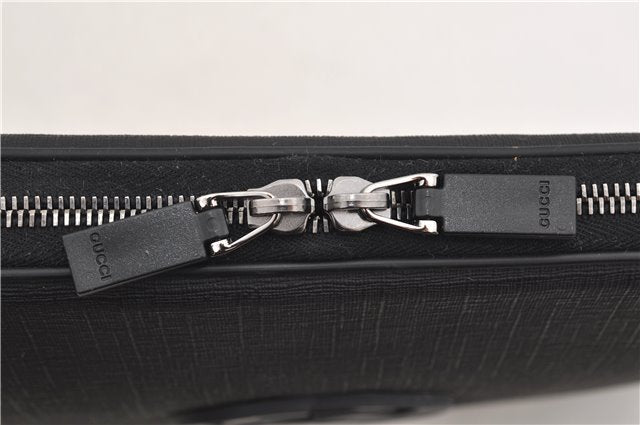Authentic GUCCI Interlocking G Clutch Documents PC Case PVC Leather Black 0485E