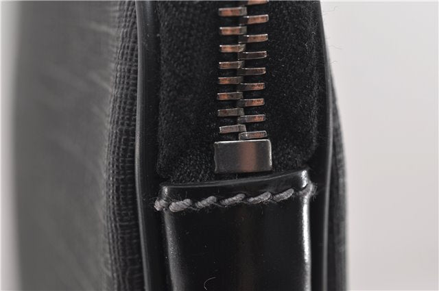 Authentic GUCCI Interlocking G Clutch Documents PC Case PVC Leather Black 0485E