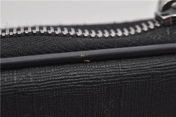 Authentic GUCCI Interlocking G Clutch Documents PC Case PVC Leather Black 0485E