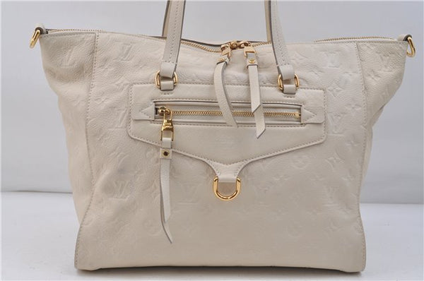 Auth Louis Vuitton Monogram Empreinte Lumineuse PM Tote Bag M93411 White 0488E