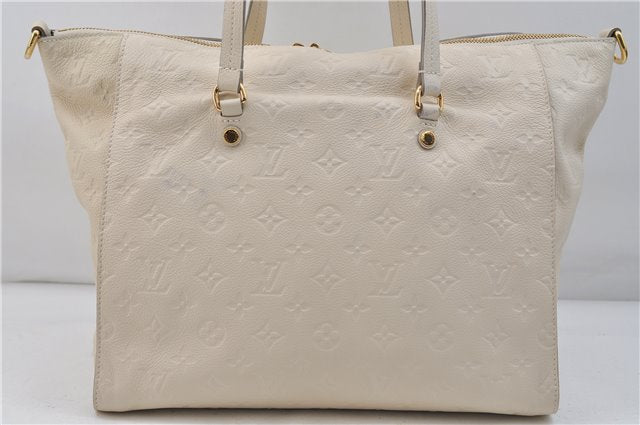 Auth Louis Vuitton Monogram Empreinte Lumineuse PM Tote Bag M93411 White 0488E