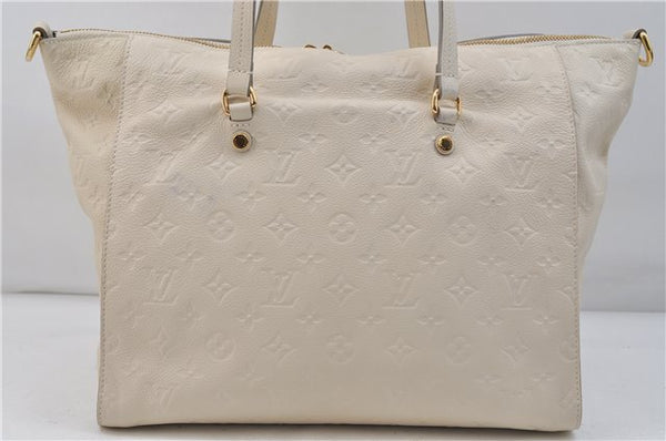 Auth Louis Vuitton Monogram Empreinte Lumineuse PM Tote Bag M93411 White 0488E