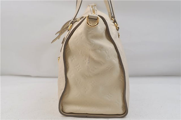 Auth Louis Vuitton Monogram Empreinte Lumineuse PM Tote Bag M93411 White 0488E