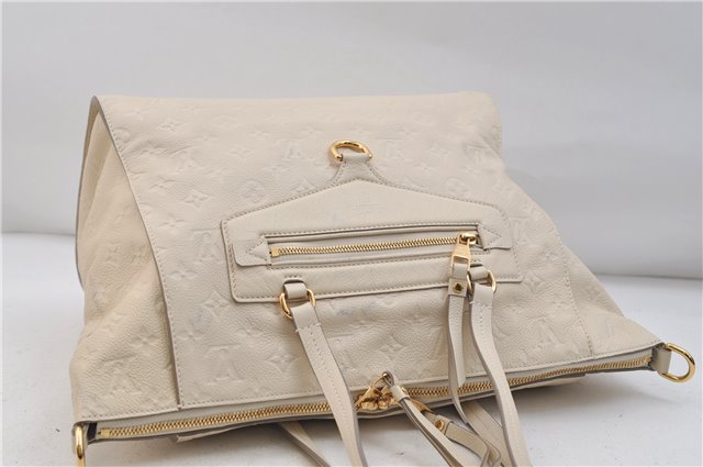 Auth Louis Vuitton Monogram Empreinte Lumineuse PM Tote Bag M93411 White 0488E