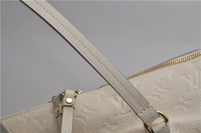 Auth Louis Vuitton Monogram Empreinte Lumineuse PM Tote Bag M93411 White 0488E