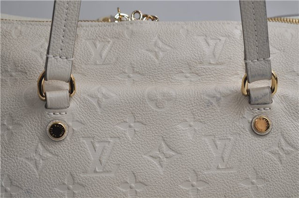 Auth Louis Vuitton Monogram Empreinte Lumineuse PM Tote Bag M93411 White 0488E