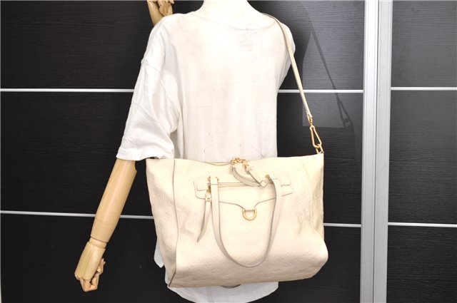Auth Louis Vuitton Monogram Empreinte Lumineuse PM Tote Bag M93411 White 0488E