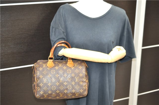 Authentic Louis Vuitton Monogram Speedy 25 Hand Bag M41528 LV Junk 0489D